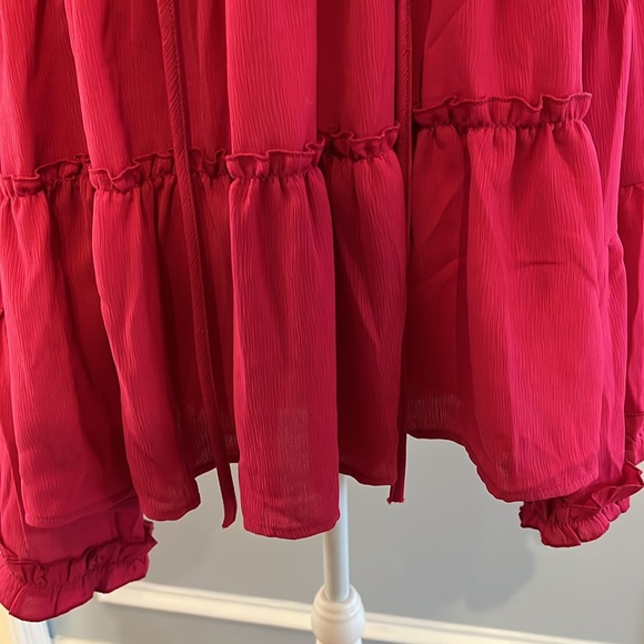 Like new pink ruffle blouse with flowy long sleeves - size small - Picture 8 of 9